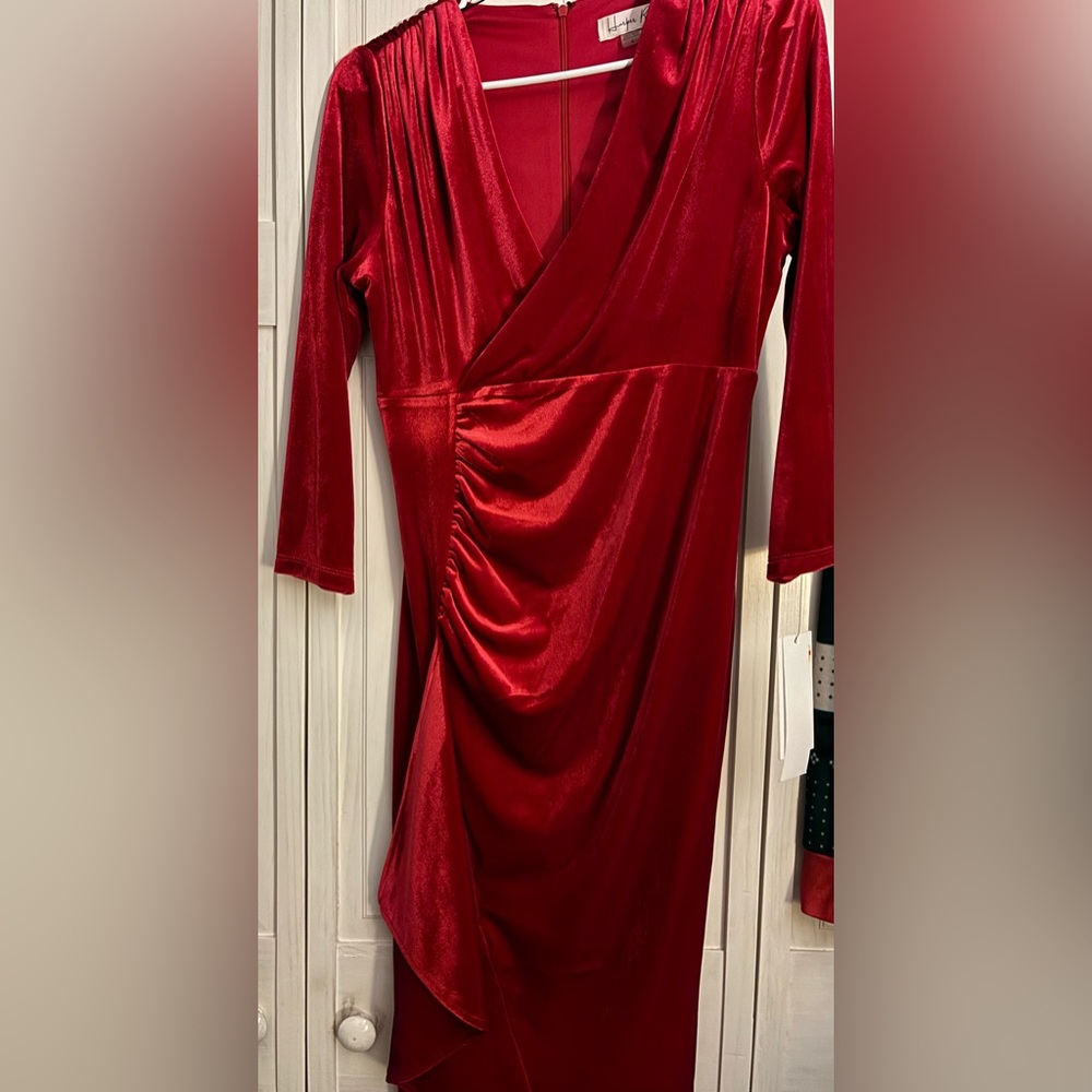 Elegant 3/4 Sleeve Red Dress Size 4